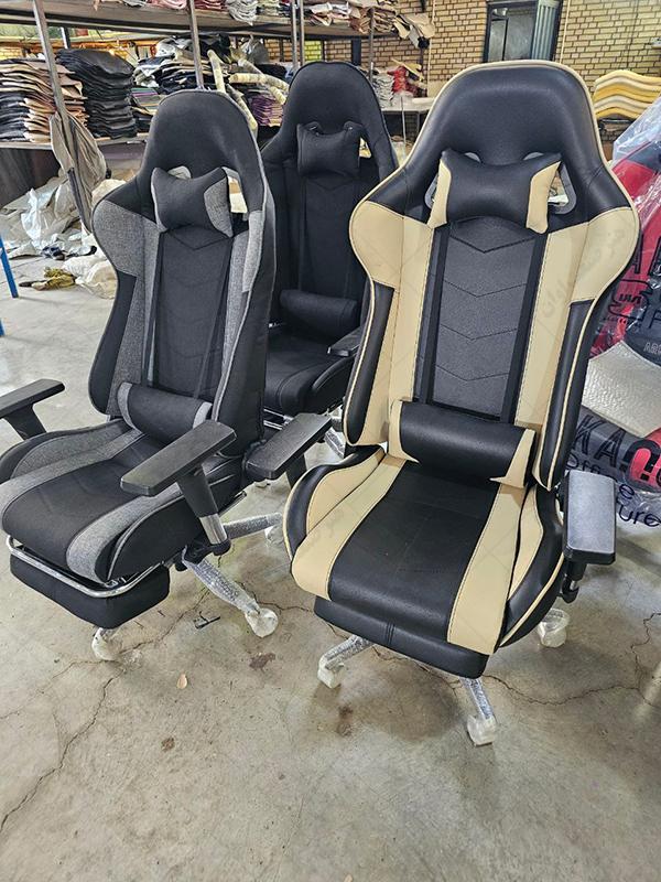 صندلی گیمینگ پارچه طوسی صندلی گیمینگ پارچه ای