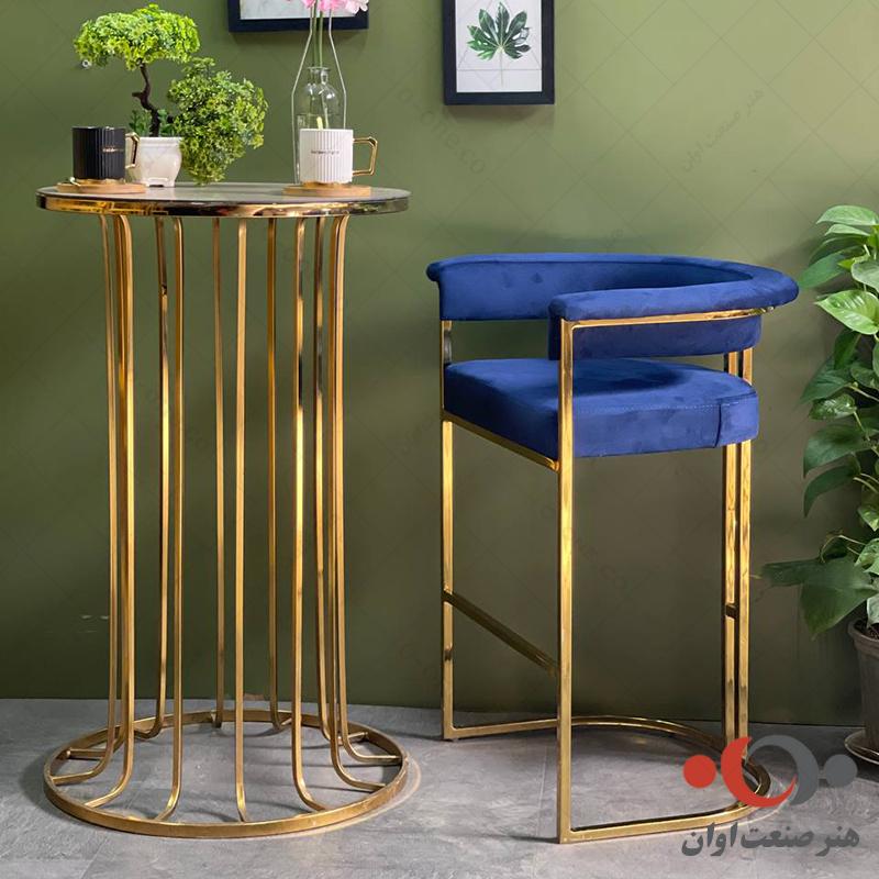 صندلی کانتر سوفیا نیم پشتی طلائی