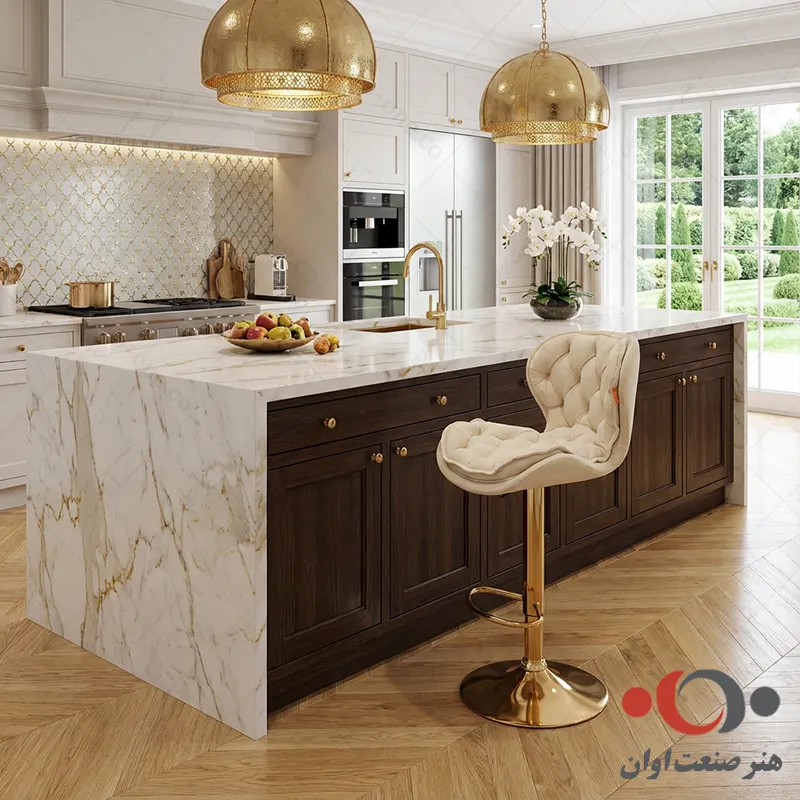 صندلی جک دار لارا پلاس پارچه سفید شیری