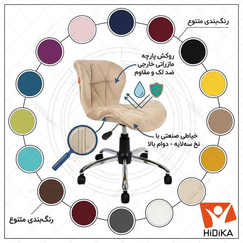 رنگ بندی صندلی مطالعه لارا پارچه ای