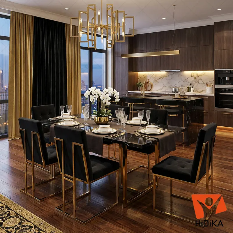 صندلی ناهارخوری ملینا پایه طلائی