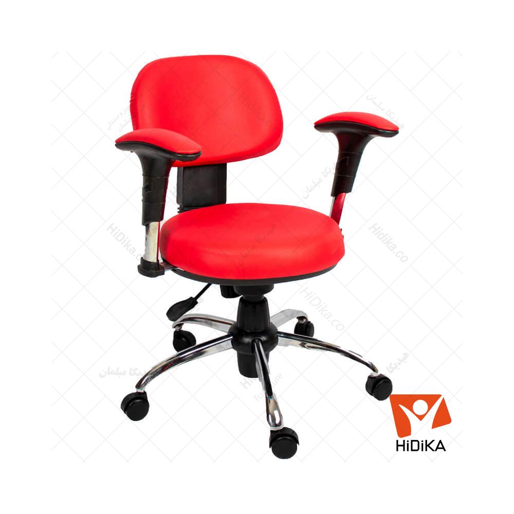 صندلی آزمایشگاهی پشتی دار کد S285T چرم قرمز